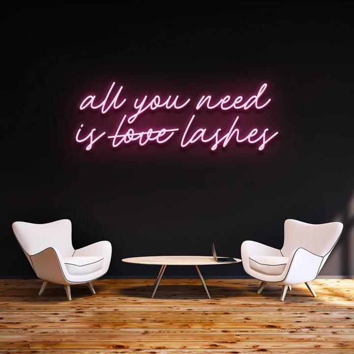 ''All you need is lashes'' - LED Neon Sign-Neonsigns-45 x 90 cm-Pink-Neon Brothers