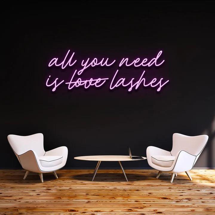 ''All you need is lashes'' - LED Neon Sign-Neonsigns-45 x 90 cm-Purple-Neon Brothers