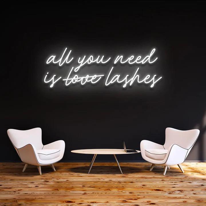 ''All you need is lashes'' - LED Neon Sign-Neonsigns-45 x 90 cm-White-Neon Brothers