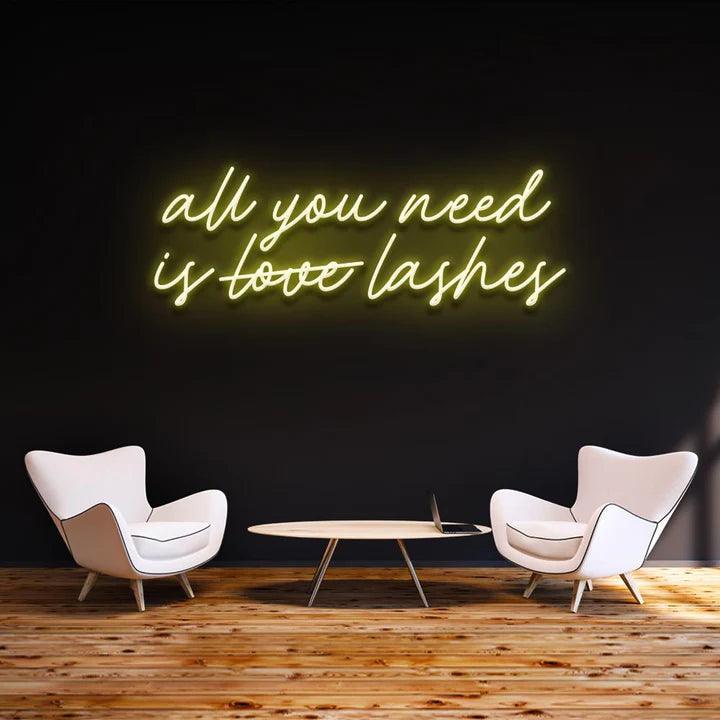 ''All you need is lashes'' - LED Neon Sign-Neonsigns-45 x 90 cm-Yellow-Neon Brothers