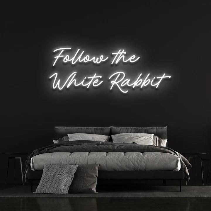 FOLLOW THE WHITE RABBIT - LED NEON SIGN-Neonsigns-45 x 90 cm-White-Neon Brothers