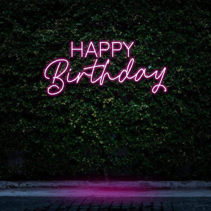 "HAPPY BIRTHDAY" NEON SIGN-Neonsigns-Pink-45 x 90 cm-Cut to Shape-Neon Brothers