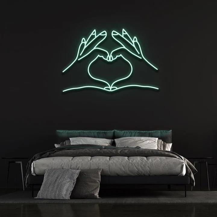 HEART HANDS - LED NEON SIGN-Neonsigns-45 x 90 cm-Teal-Neon Brothers