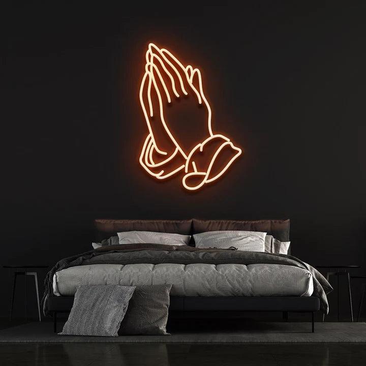 PRAYING HANDS - LED NEON SIGN-Neonsigns-45 x 90 cm-Orange-Neon Brothers