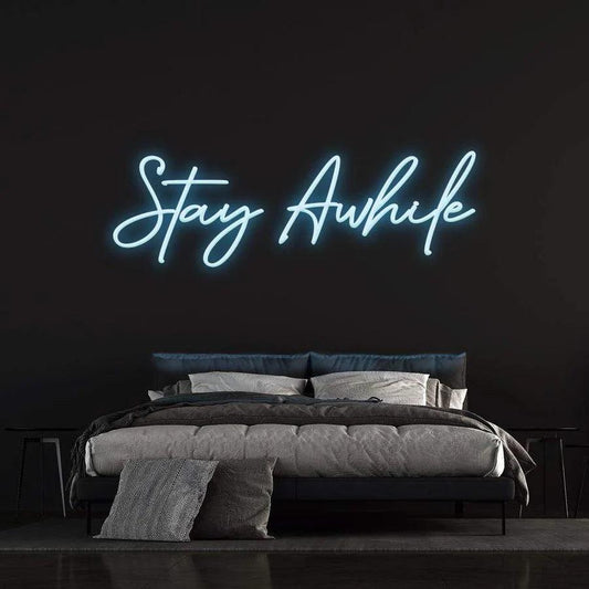 STAY AWHILE - LED NEON SIGN-Neonsigns-45 x 90 cm-Blue-Neon Brothers