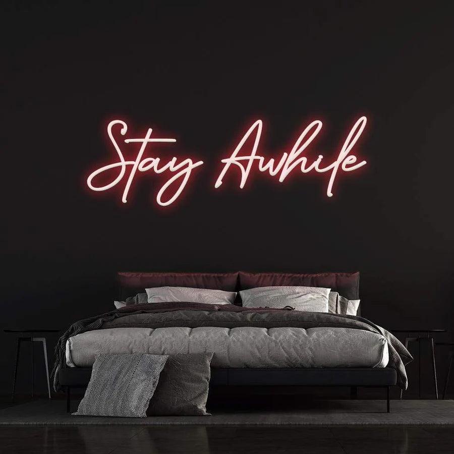 STAY AWHILE - LED NEON SIGN-Neonsigns-45 x 90 cm-Red-Neon Brothers